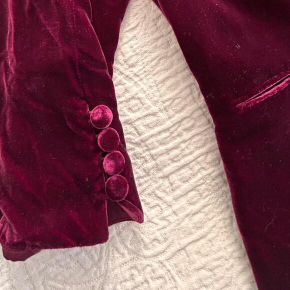 Ann Taylor Loft Velvet Blazer Burgundy size 2P Christmas/Holiday - Picture 3 of 4